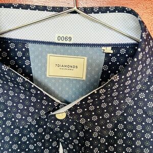 7 Diamonds Men's Dark Blue Floral Button Down Shirt